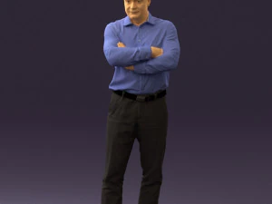 man in suit gray pants blue top 0578 3D Print Model