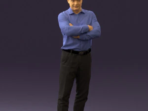 man in suit gray pants blue top 0578 3D Print Model