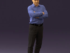man in suit gray pants blue top 0578 3D Print Model