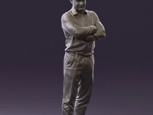 man in suit gray pants blue top 0578 3D Print Model
