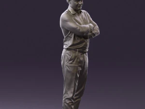 man in suit gray pants blue top 0578 3D Print Model