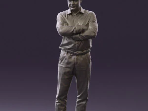man in suit gray pants blue top 0578 3D Print Model