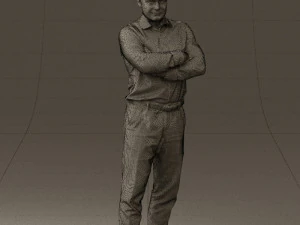 man in suit gray pants blue top 0578 3D Print Model