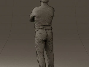 man in suit gray pants blue top 0578 3D Print Model