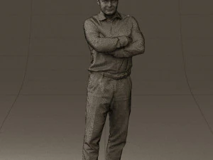 man in suit gray pants blue top 0578 3D Print Model