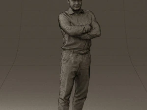 man in suit gray pants blue top 0578 3D Print Model