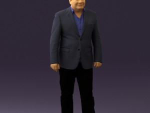 man in suit blue top black bottom 0580 Model 3D