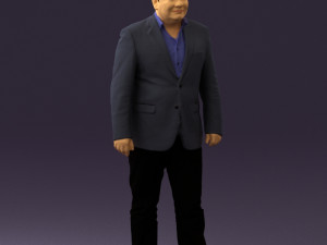 man in suit blue top black bottom 0580 3D Model