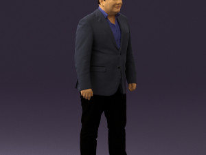 man in suit blue top black bottom 0580 3D Model