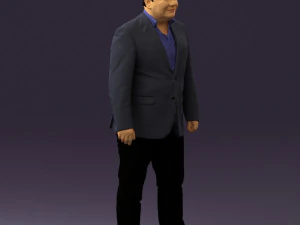 man in suit blue top black bottom 0580 3D Model