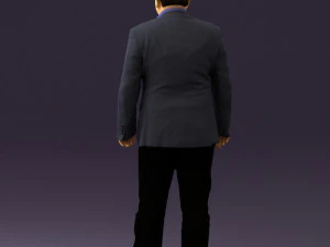 man in suit blue top black bottom 0580 3D Model