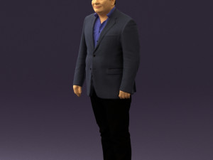 man in suit blue top black bottom 0580 3D Model