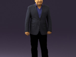 man in suit blue top black bottom 0580 3D Model