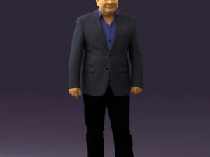 man in suit blue top black bottom 0580 3D Model