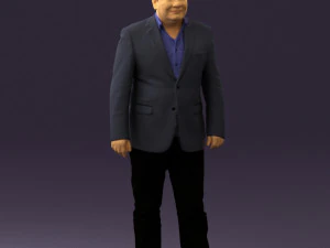 man in suit blue top black bottom 0580 3D Model