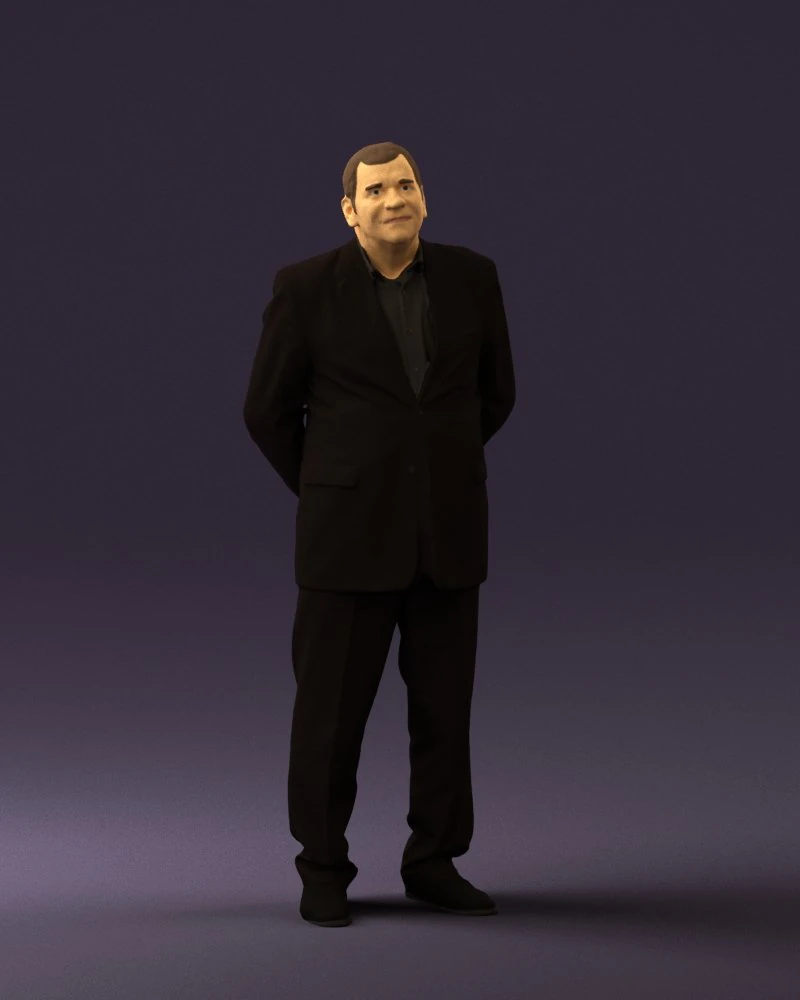 man in full blavk suit 0583 3d print ready 3D Print Model .c4d .max .obj .3ds .fbx .stl .blend 