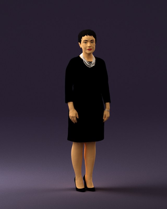 woman in black shirt hair 0575 3d print ready 3D Print Model .c4d .max .obj .3ds .fbx .stl .blend 