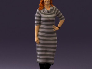 woman in striped red hair 0576 3Dモデル