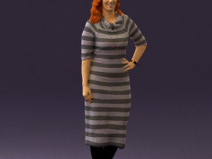 woman in striped red hair 0576 3D Model