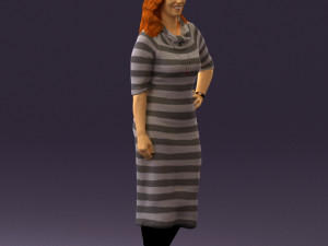 woman in striped red hair 0576 3D Model