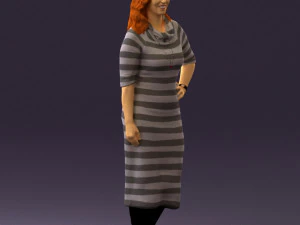 woman in striped red hair 0576 3D Model