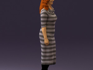 woman in striped red hair 0576 3D Model