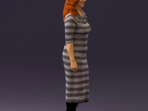woman in striped red hair 0576 3D Model