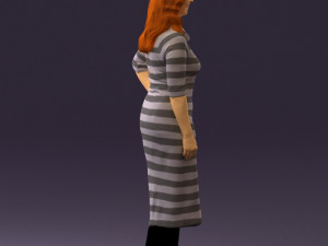 woman in striped red hair 0576 3D Model