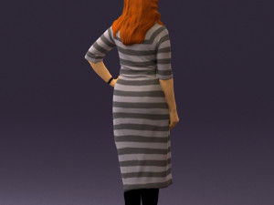 woman in striped red hair 0576 3D Model