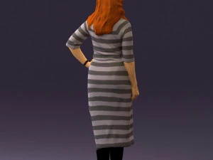 woman in striped red hair 0576 3D Model
