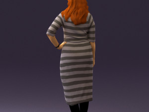 woman in striped red hair 0576 3D Model