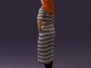 woman in striped red hair 0576 3D Model
