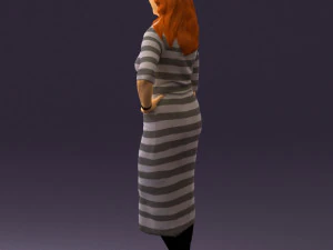 woman in striped red hair 0576 3D Model