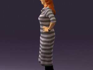 woman in striped red hair 0576 3D Model