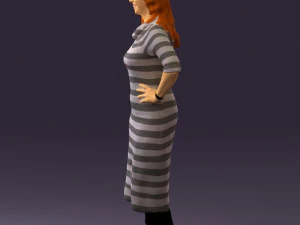 woman in striped red hair 0576 3D Model