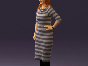 woman in striped red hair 0576 3D Model