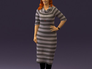 woman in striped red hair 0576 3D Model