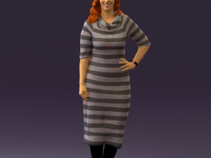woman in striped red hair 0576 3D Model