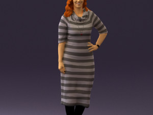 woman in striped red hair 0576 3D Model
