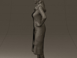 woman in striped red hair 0576 3D Model