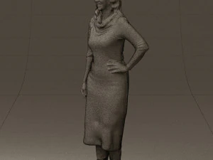 woman in striped red hair 0576 3D Model
