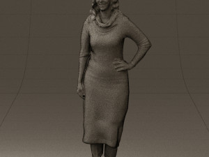 woman in striped red hair 0576 3D Model