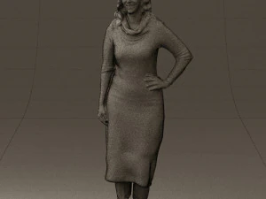 woman in striped red hair 0576 3D Model