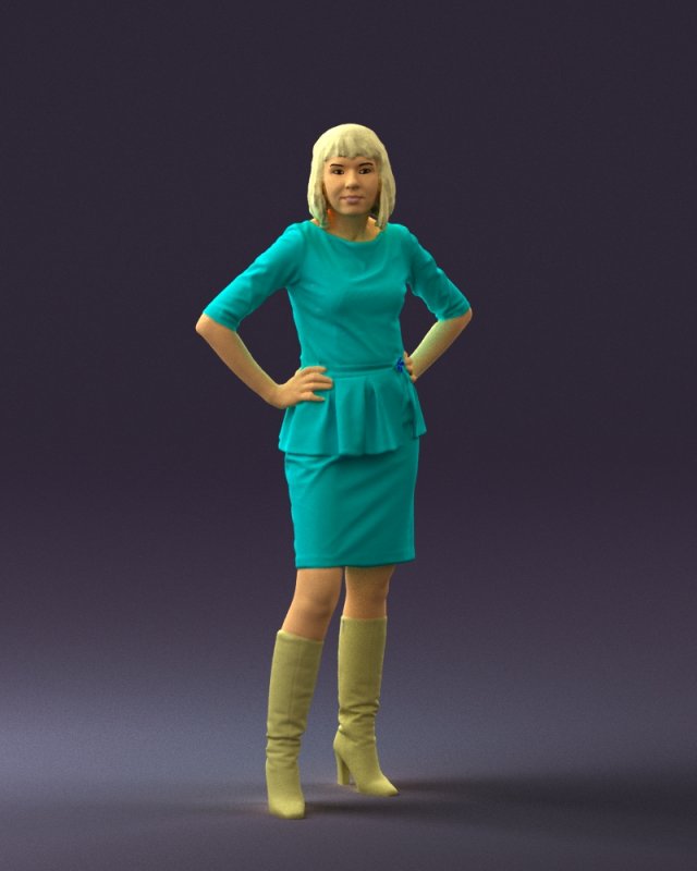 womaninturquoisedress0579wrl Modelo 3D .c4d .max .obj .3ds .fbx .stl .blend 