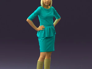 womaninturquoisedress0579wrl 3D Model