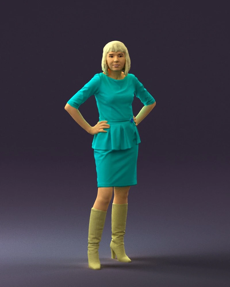 woman in turquoise dress 0579 3d print ready 3D Print Model .c4d .max .obj .3ds .fbx .stl .blend 
