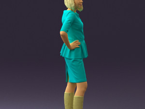 woman in turquoise dress 0579 3d print ready 3D Baskı Modeli