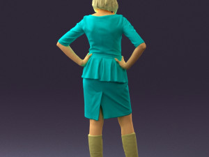 woman in turquoise dress 0579 3d print ready 3D Baskı Modeli