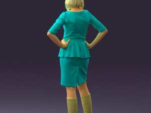 woman in turquoise dress 0579 3d print ready 3D Baskı Modeli