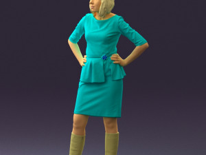 woman in turquoise dress 0579 3d print ready 3D Baskı Modeli